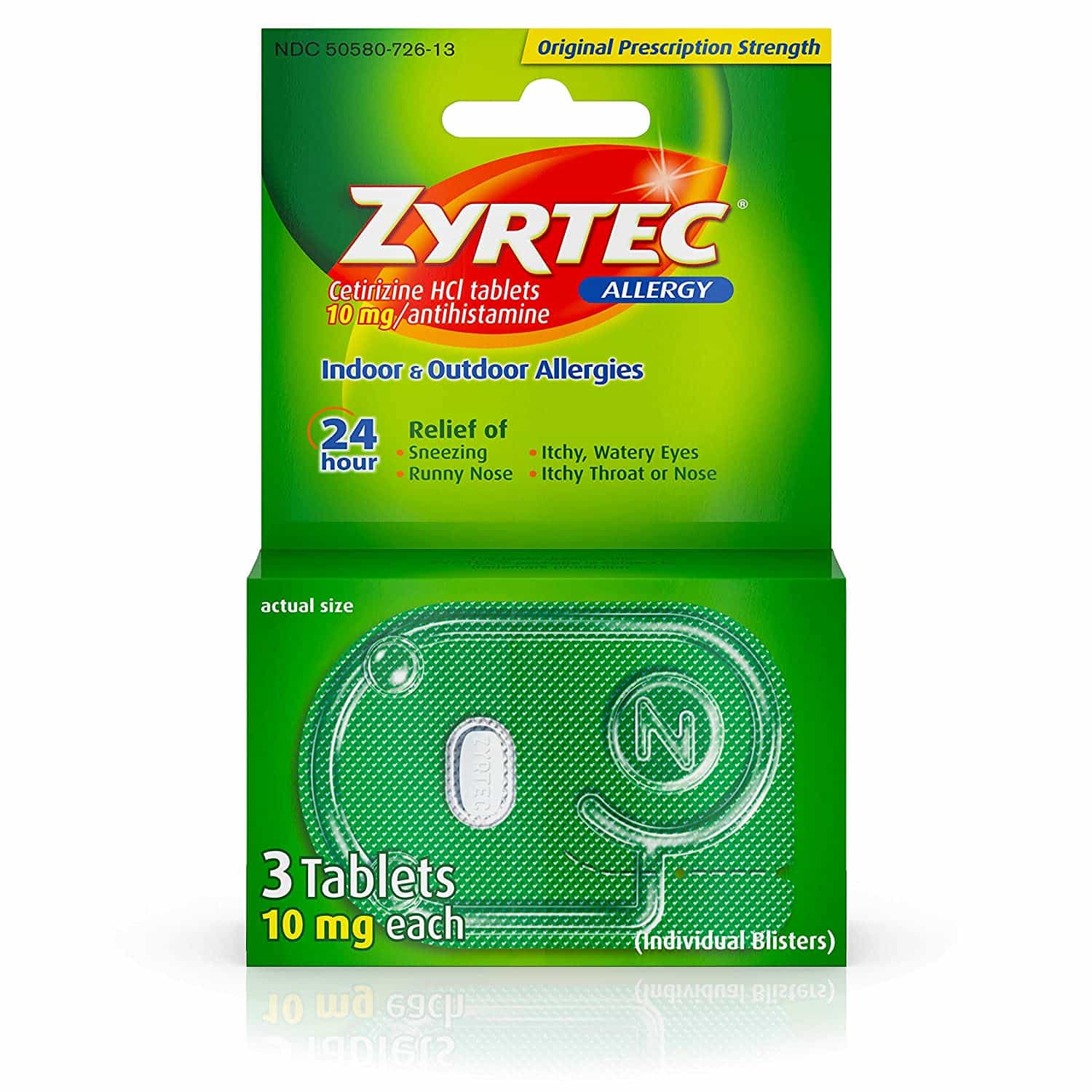 Amazon.com : Zyrtec Tablets, 3 Count, 10 Mg : Grocery &  Gourmet Food