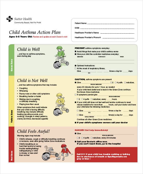 Asthma Action Plan Example Filled Out KnowYourAsthma