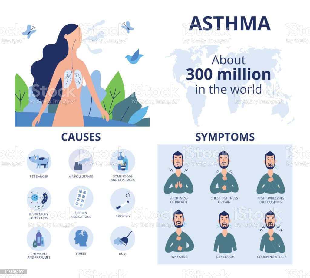 Bronchial Asthma Infographics In Flat Cartoon Style Stock Illustration ...