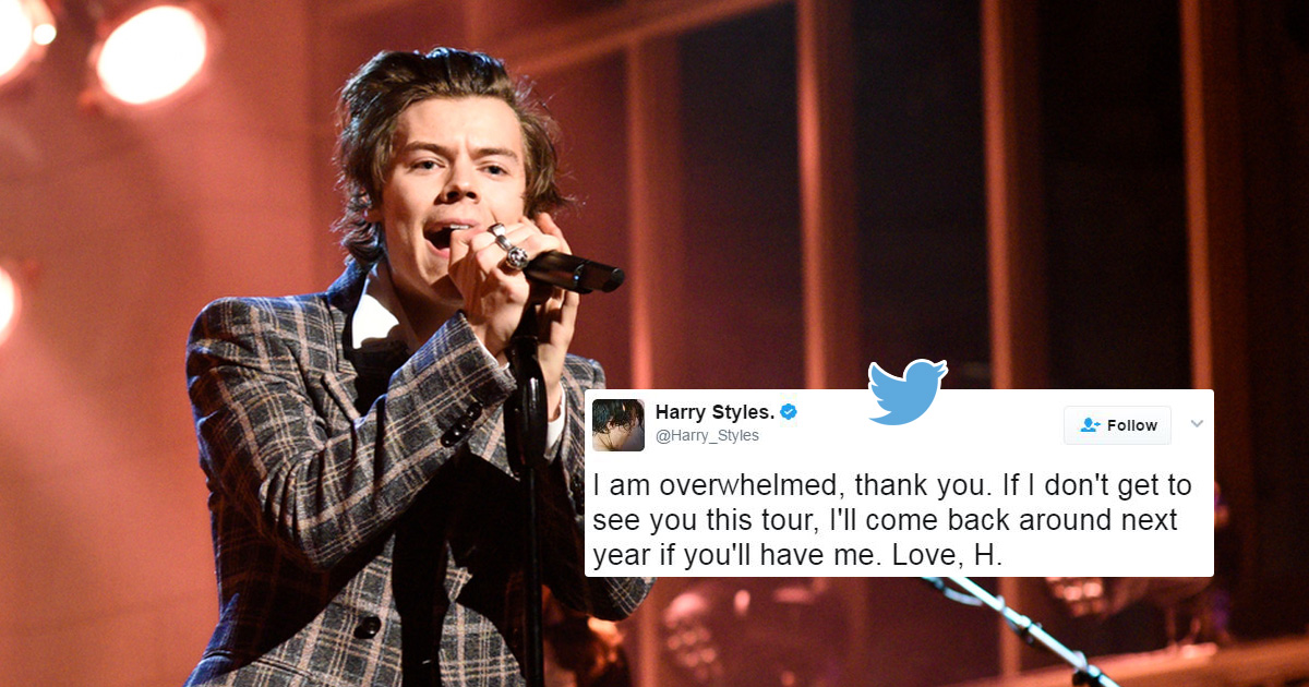 Harry Styles promises 2018 tour for devastated fans who ...