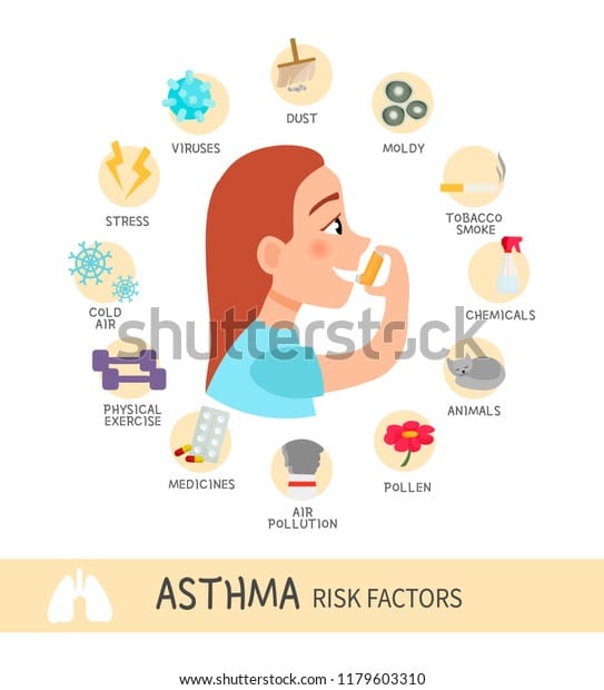 Risk Factors Asthma Infographics Disease Illustration ?? ...