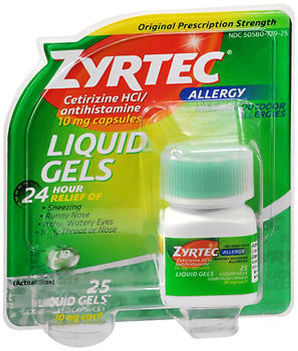 Zyrtec Antihistamine 10 mg Liquid Gels